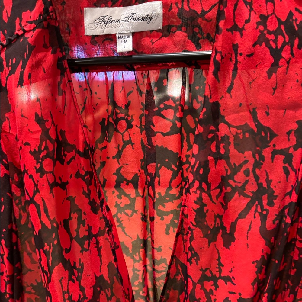 Fifteen Twenty Red and Black Abstract Blouse